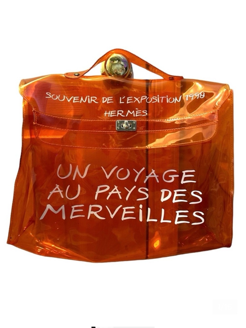 Authentic Vintage Hermes’ Orange Vinyl Kelly 1998 Japan Exhibition Tote Bag